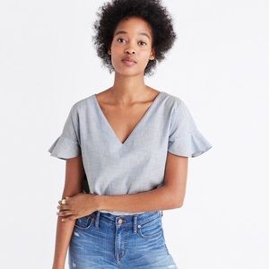 Madewell Sundrift Ruffle Top in Blue